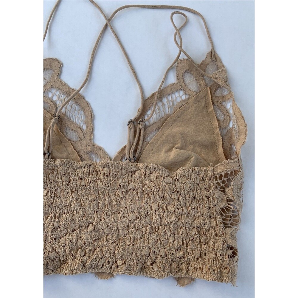 Free People Adella Bralette XS Fairycore Boho NWT Beige Tan - Picture 6 of 9